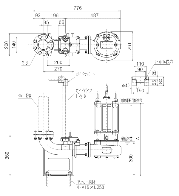 エレポン 水中ポンプ KWIIG-22B-50Hz (KWIIG-22B-5) (200V/50Hz) 雑排水用 KWⅡ, KW3 | エレポン株式会社